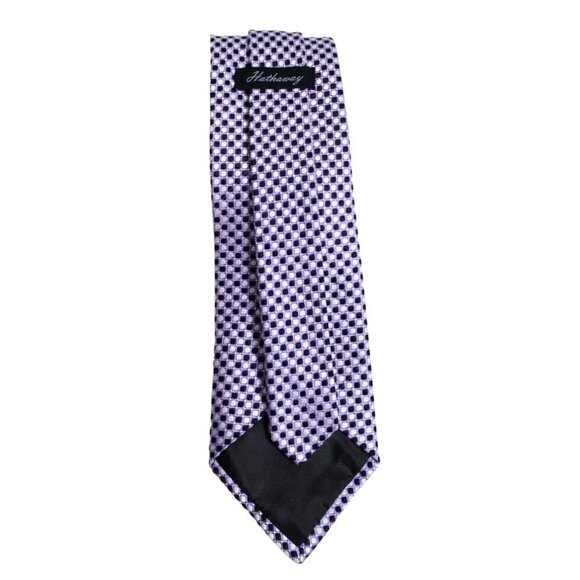 ⚡️BUY 3 for $35⚡️ Hathaway Tie 100% Silk, Pink, Purple & Black Polka Dot - Picture 3 of 6